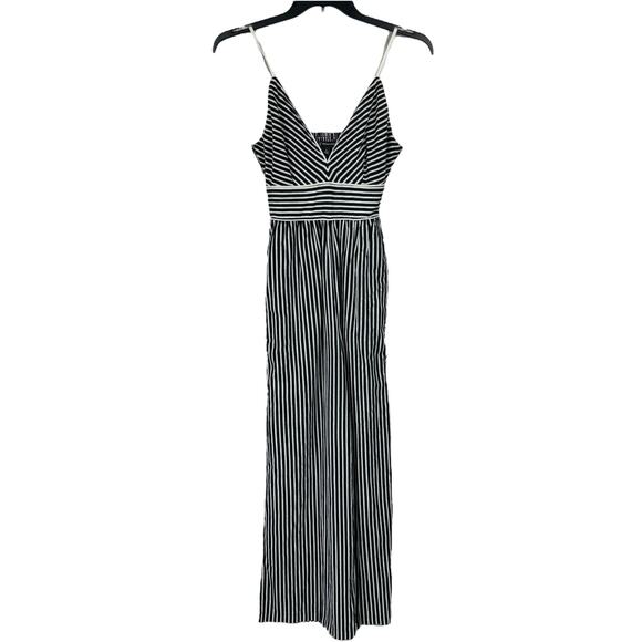 INC International Concepts Pants - INC Small Romper Jumpsuit Wide Leg V-Neck Spaghetti Straps Striped Empire Waist